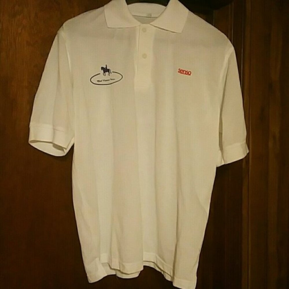 Short-sleeved white knit Polo shirt